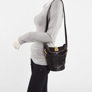Louis Vuitton Black Calfskin Leather Classic Duffle Bucket Bag